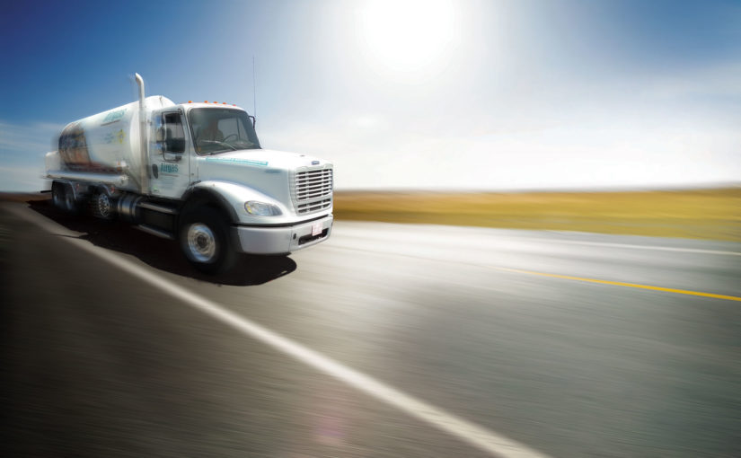 An Airgas tanker truck on an open road